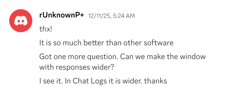 Discord testimonial