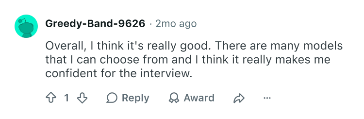 Reddit testimonial