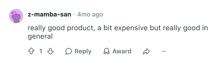 Reddit testimonial