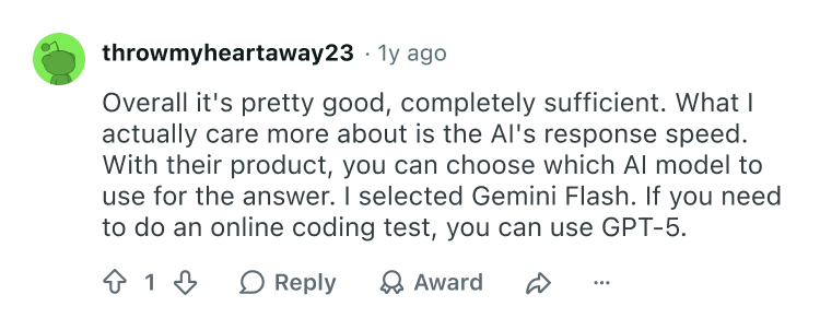 Reddit testimonial