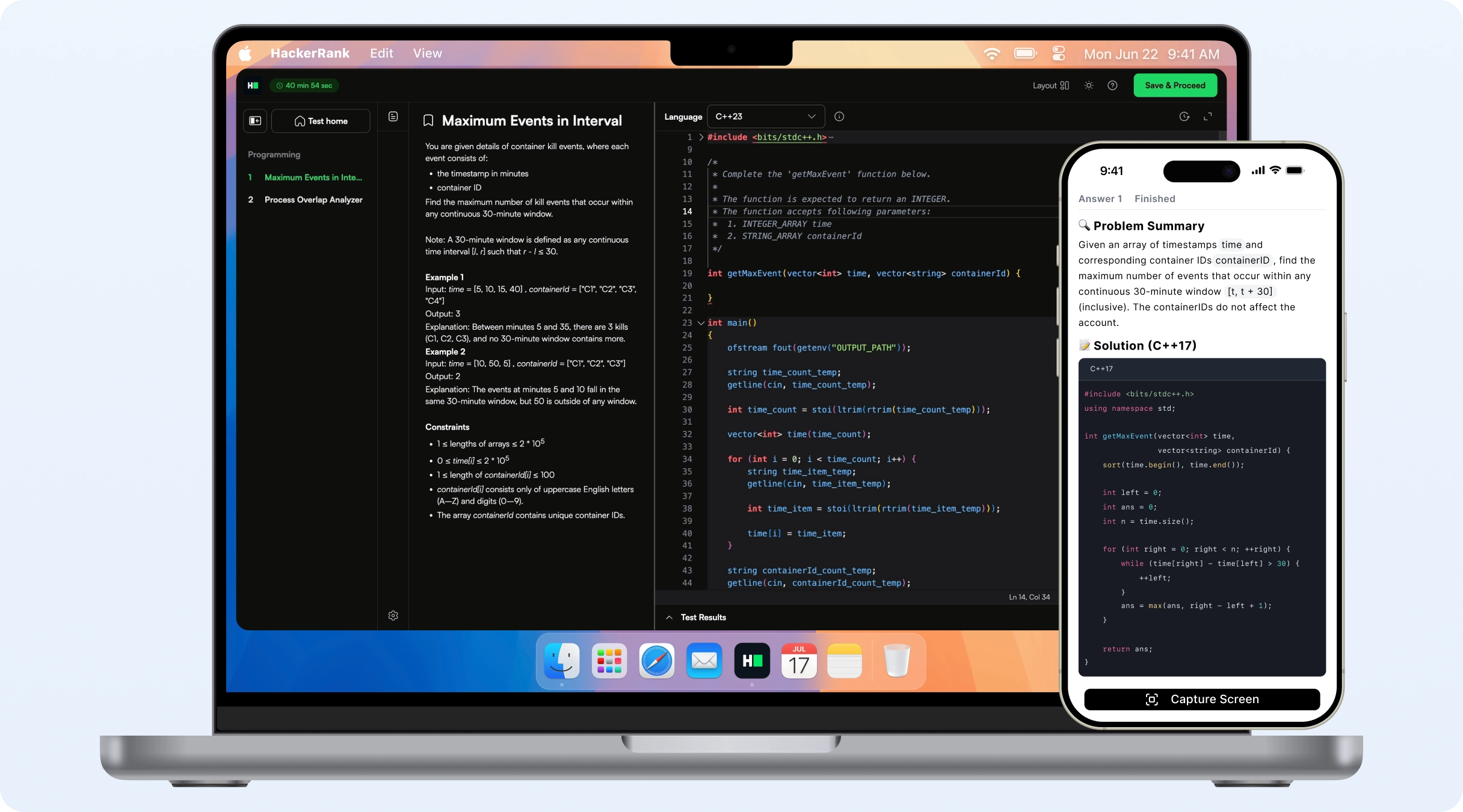 Linkjob AI answers displayed on a separate phone beside a monitored computer