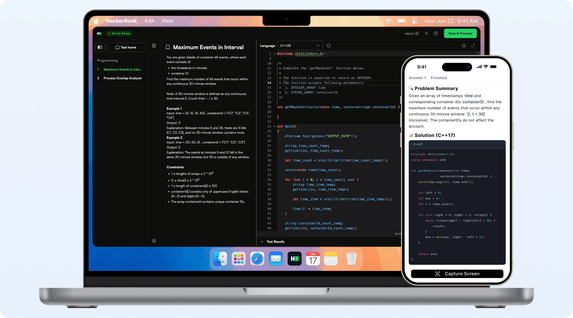 Linkjob AI answers displayed on a separate phone beside a monitored computer