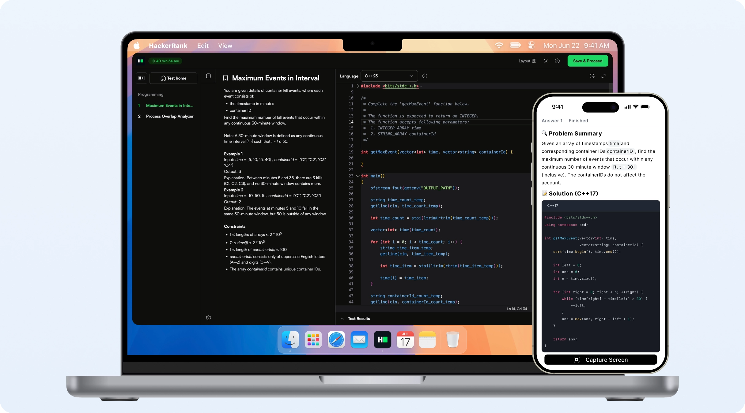Linkjob AI answers displayed on a separate phone beside a monitored computer