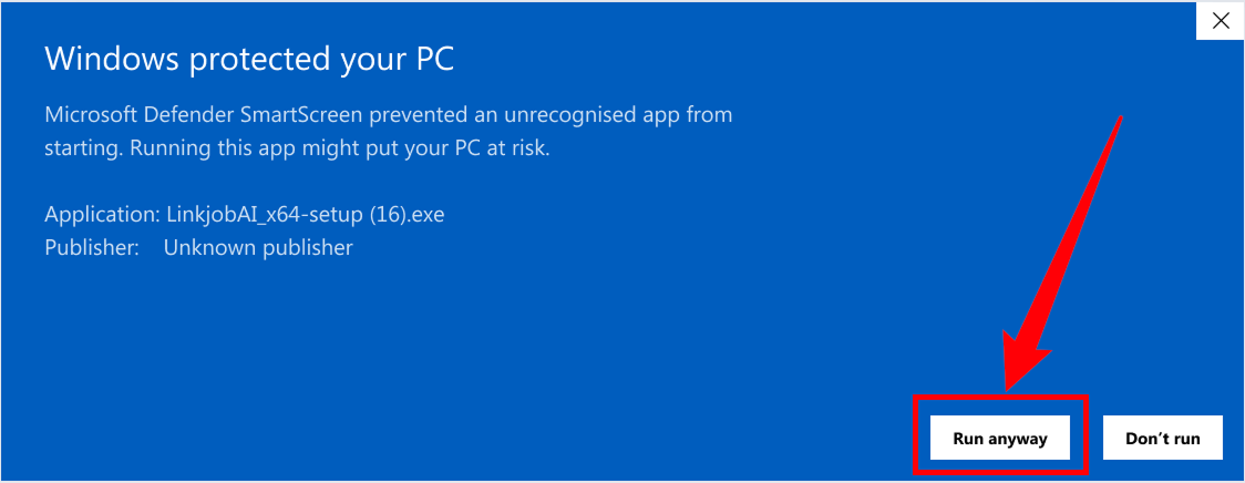 Windows Defender SmartScreen prompt